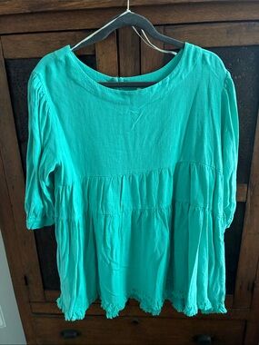 Umgee Teal Tiered Peasant Tunic